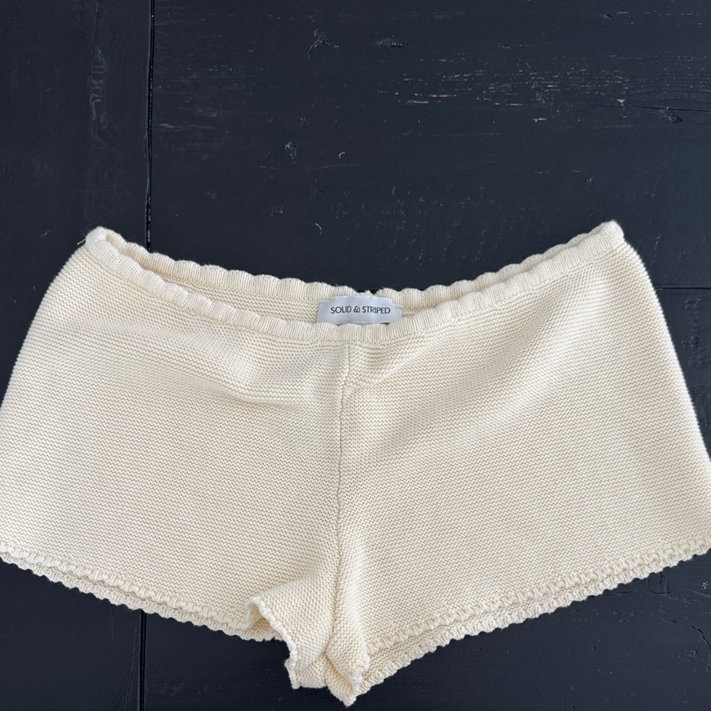 SOLID & STRIPED Cream Knit Shorts